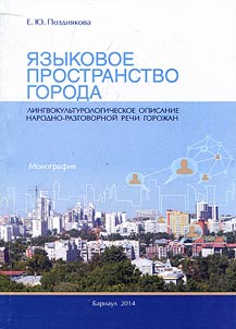 I︠A︡zykovoe prostranstvo goroda. Lingvokulʹturologicheskoe opisanie narodno-razgovornoĭ rechi goroz︠h︡an