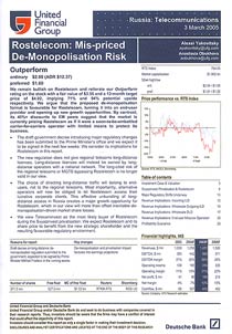 Rostelecom. Mis-priced De-Monopolisation Risk